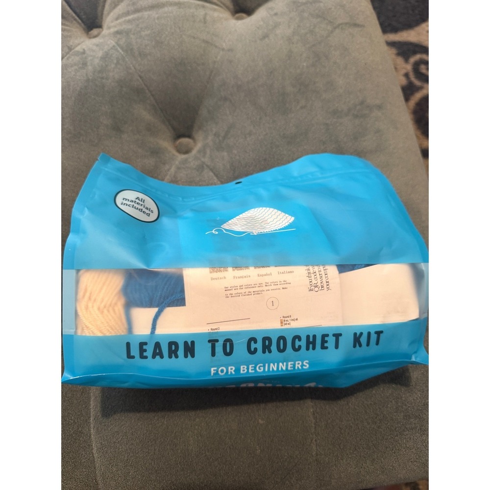 Comollon Learn to Crochet Kit Beginners‎ OS Blue Cream New DIY Amigurumi Set
